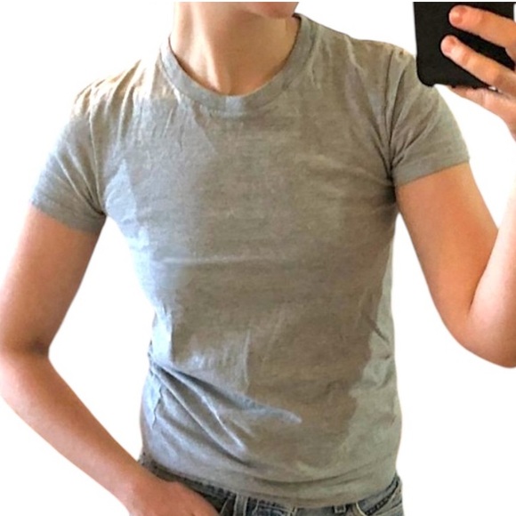 American Apparel Unisex Light Heather Gray Cotton Crew Tee Shirt Short Sleeve XS - Picture 2 of 6